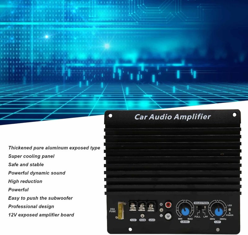 Ejoyous Car Amplifier, 1000W Car Audio High Power Amplifier Amp Board Powerful Bass Sub Woofer Board 12V for 8‑12 Inch Bass Speaker - Image 4